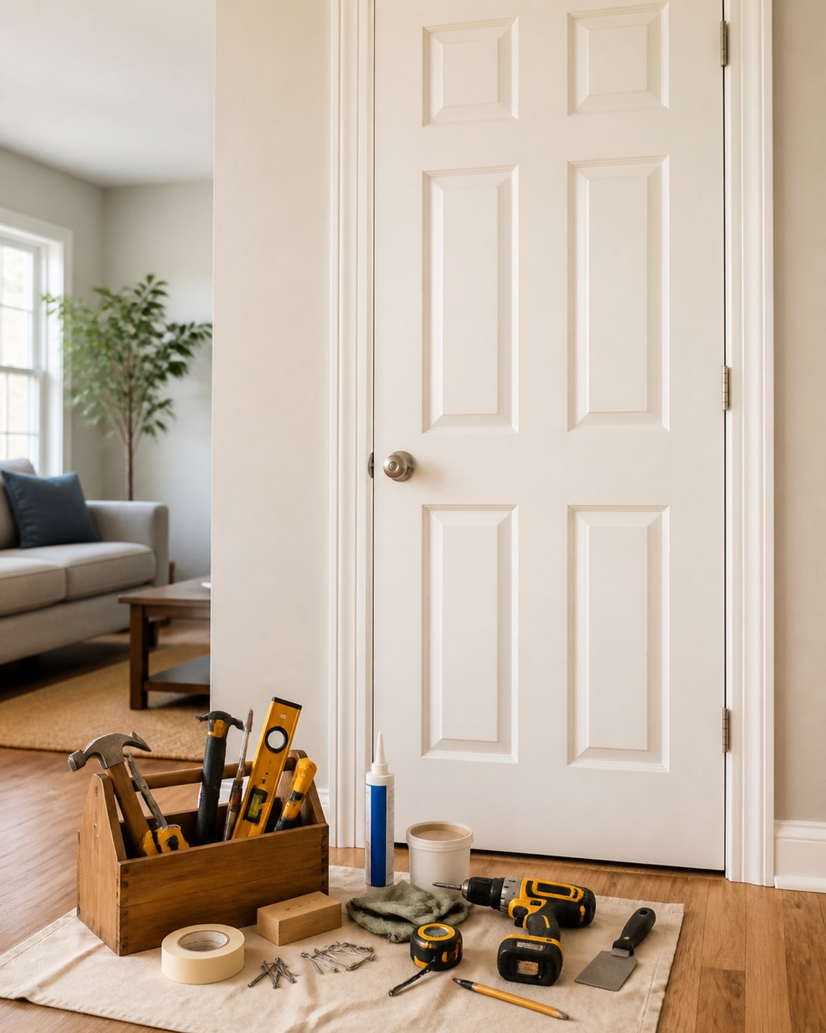 Neatly arranged tools and repair materials in a New Carrollton area home